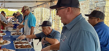 Members of Bishop Louis J. Reicher Council 9151 in Wimberley, Texas, serve guests at their annual Hunters Night Out fundraiser. More than 1,200 people attended, raising more than $75,000 for 20 local charities and organizations, including Wimberley Valley Habitat for Humanity, the Society of St. Vincent de Paul and TruChoice Pregnancy Resource Center. Since 2003, the fundraiser has raised more than $1.7 million.