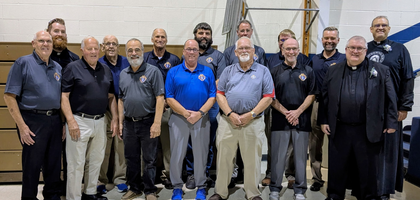 Members of Msgr. Robert J. Von Kaenel Council 15424 in Covington, Ohio, gather with local clergy during the council’s appreciation night for priests, deacons and religious sisters serving the five churches of Our Lady of Fatima Family of Parishes. Thirteen recipients were honored and received a gift from the council.