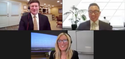 A video screenshot of Thom Duffy, Joseph Novak and Diane Lenskold during the webinar.