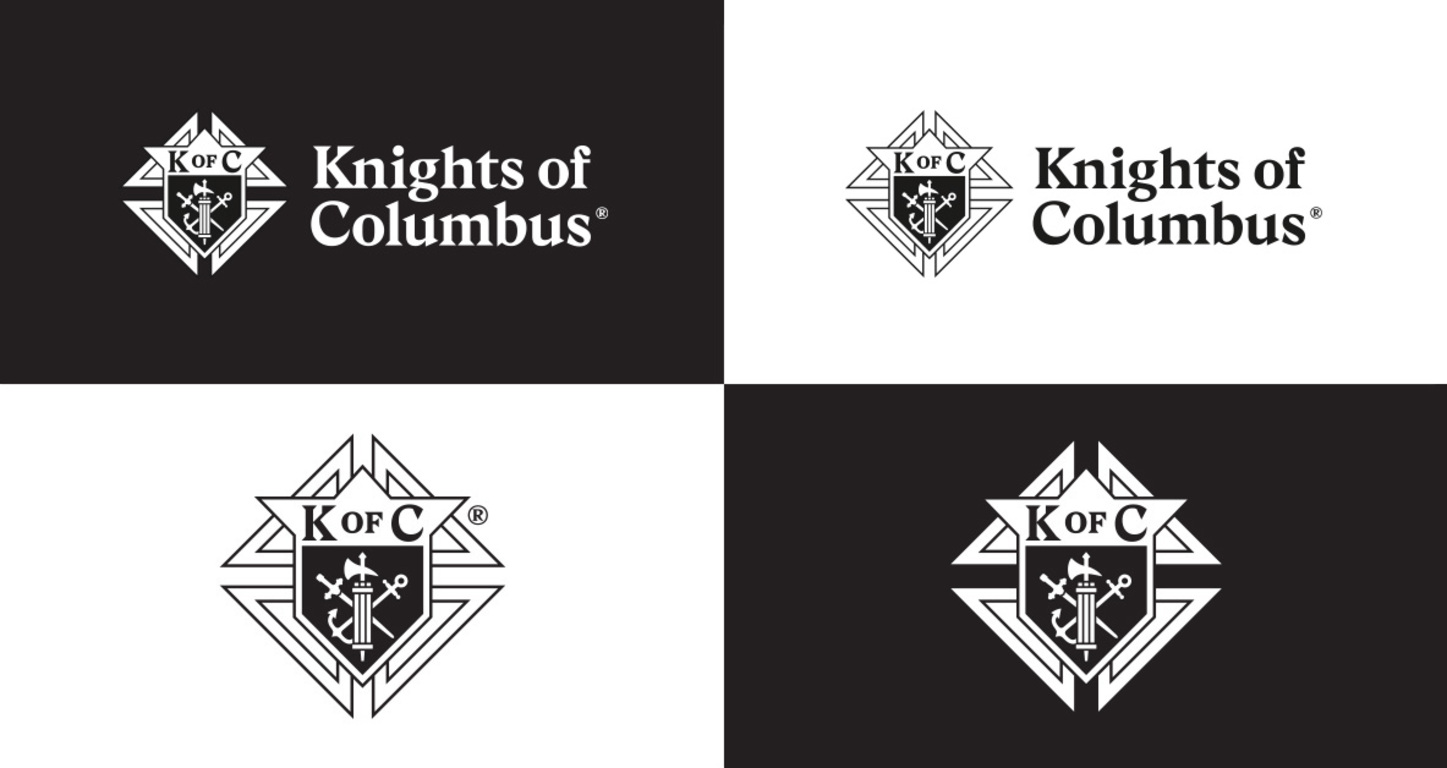 KofC one-color variations black and white.