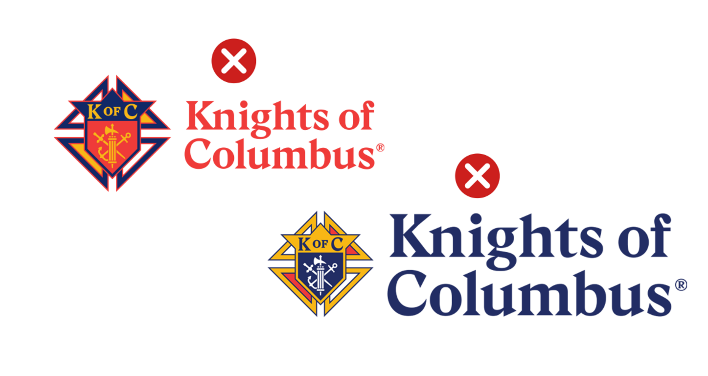 KofC logo misuse color and proportion.