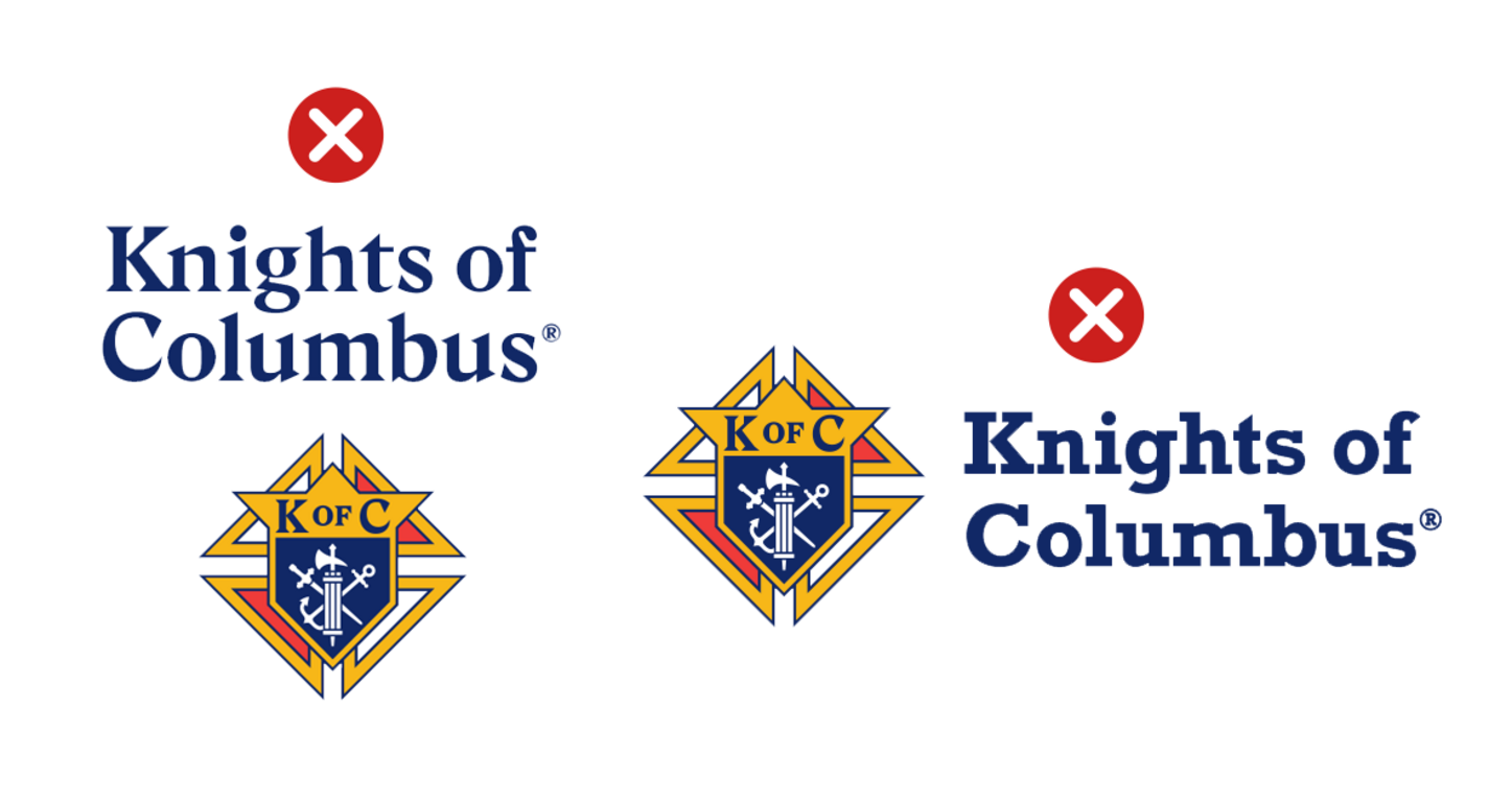 KofC logo misuse new variations or lockups and font change.