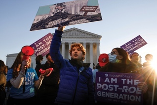 Pro-life students peacefully demonstrate outside of the U.S. Supreme Court building Dec. 1, 2021.