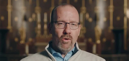 Mike Phelan, Director of Evangelization Content speaks to camera. 