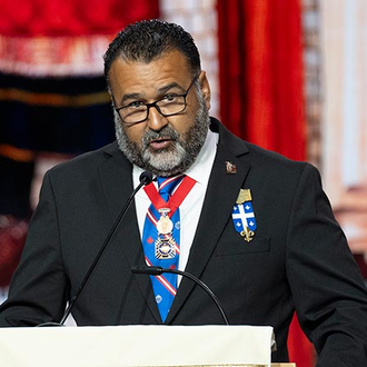 Utah State Deputy Francisco Carmona gives the reading during the Memorial Mass of the 142nd Supreme Convention on Aug. 8 in Québec City.