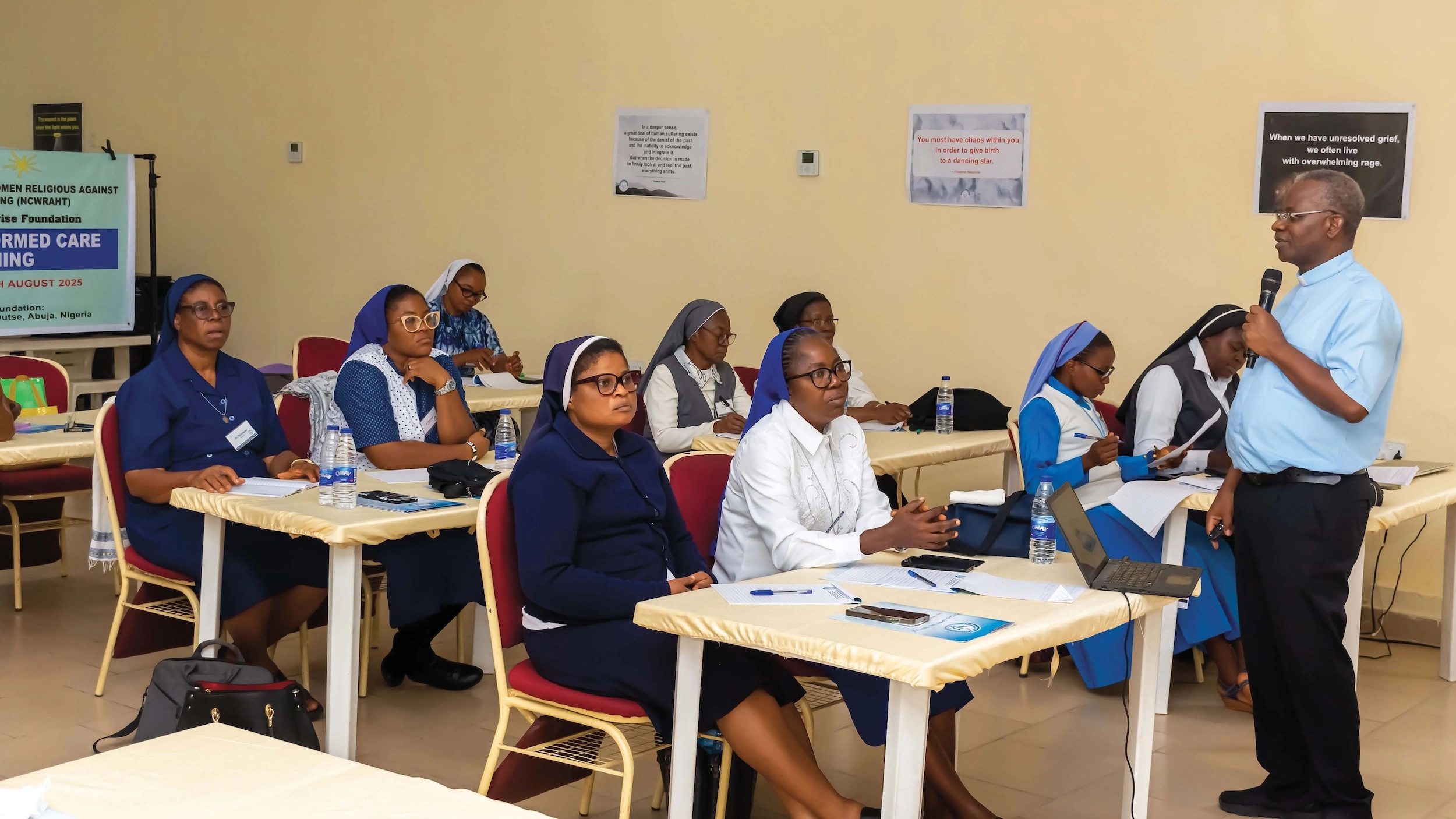 Religious sisters from across Nigeria participate in a training workshop on trauma-informed care last summer.