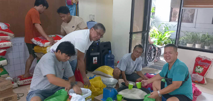 Knights from St. Michael the Archangel Council 17736 in Dagupan City, Luzon North, pack 200 bags of rice, noodles and canned goods at St. Michael the Archangel Parish. The bags were distributed to families in need as part of the parish’s ninth anniversary celebration. Council 17736 also organized two road cleanups last year to help keep churchgoers safe as they walk to and from the parish.