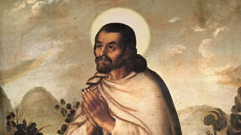 This image shows St. Juan Diego kneeling in deep meditation on the miracle of Our Lady, the Mother of God, appearing to him. His serene and peaceful expression reflects his awareness that something extraordinary is happening and that he has been chosen as the messenger of Our Lady of Guadalupe.