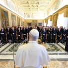 The Holy Father greets the Knights of Columbus Board of Directors in the Sala del Concistoro of the Vatican Apostolic Palace.