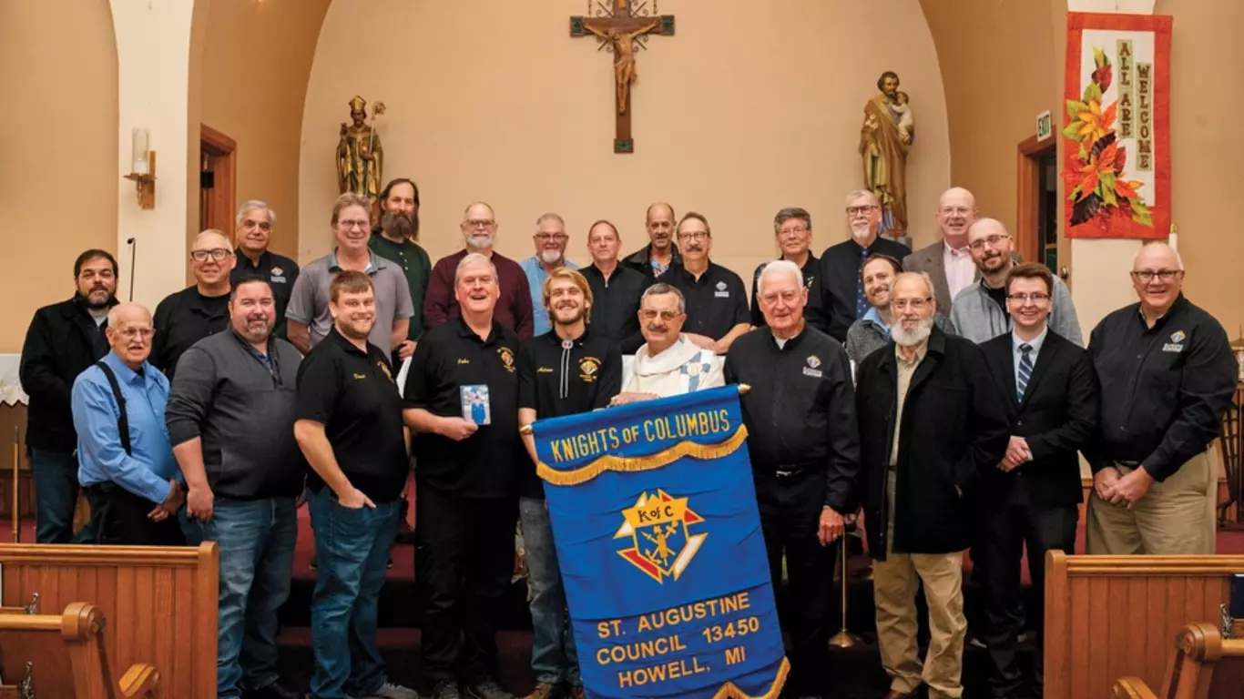 Members of St. Augustine Council 13450 gather in their parish church.