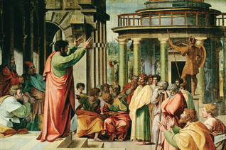 St. Paul Preaching at Athens (cartoon for the Sistine Chapel) by Raphael (Raffaello Sanzio of Urbino) (1483-1520)
