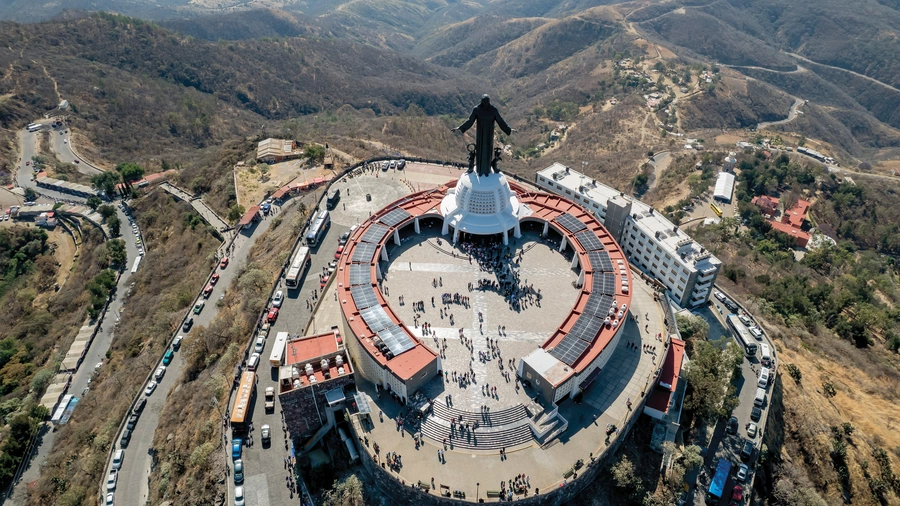 An aerial view shows the Sanctuary of Christ the King in Guanajuato, Mexico’s geographic center.