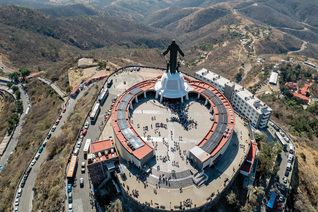 An aerial view shows the Sanctuary of Christ the King in Guanajuato, Mexico’s geographic center.