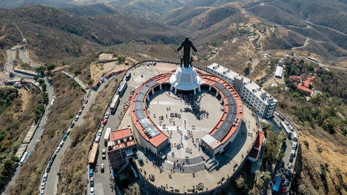An aerial view shows the Sanctuary of Christ the King in Guanajuato, Mexico’s geographic center.