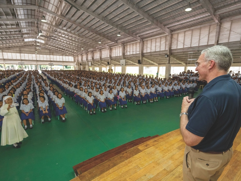 Supreme Knight Kelly addresses Girlstown students in Cavite, Philippines.