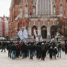 Participants in the March of St. Joseph arrive at the Shrine of St. Joseph in the Podgórze district of Kraków.