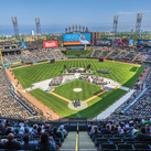 Tens of thousands fill Rate Field, home of the Chicago White Sox, on June 14 for a celebration honoring Pope Leo XIV