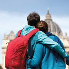 A young couple is pictured in Rome.