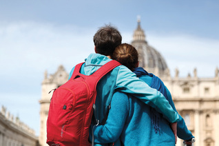 A young couple is pictured in Rome.