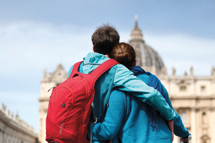A young couple is pictured in Rome.