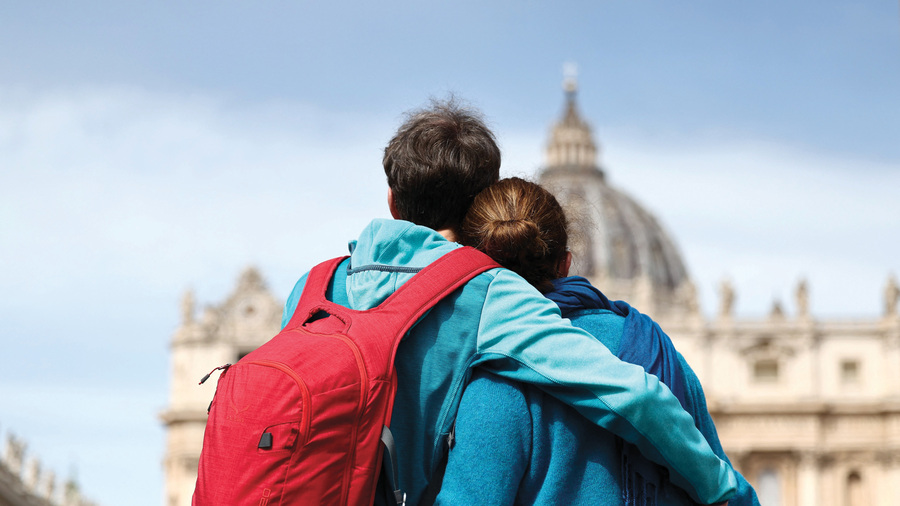 A young couple is pictured in Rome.