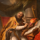 The baroque painting of St. Augustine in the Cathedral after original by Claudio Coello (1642-1693).