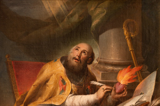 The baroque painting of St. Augustine in the Cathedral after original by Claudio Coello (1642-1693).