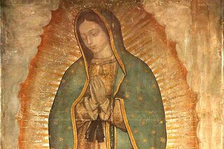 Our Lady of Guadalupe image impressed on the cloak of St. Juan Diego.