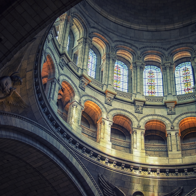 Inside the Sacre-Coeur basilica in Paris