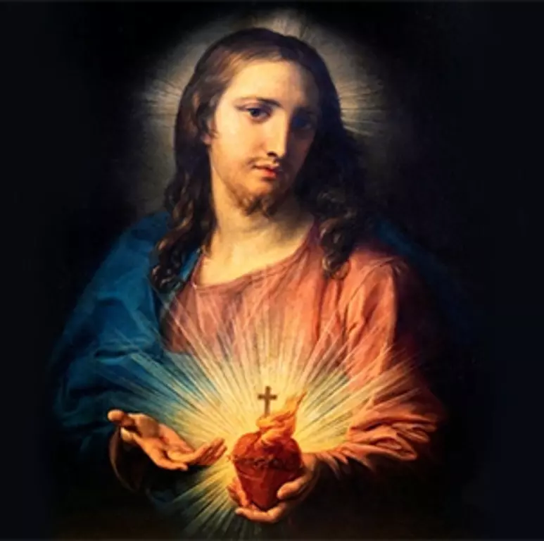 Famous image of the Sacred Heart of Jesus, painted in 1767 by Pompeo Batoni.