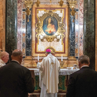 Supreme Chaplain Archbishop William Lori, joined by other Supreme Officers and K of C leaders, celebrates Mass in the Sacred Heart Chapel of the Church of the Gesù in Rome.

