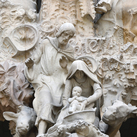 A detail of the Holy Family is seen on the Portal of Charity of the Sagrada Família’s east-facing Nativity façade.