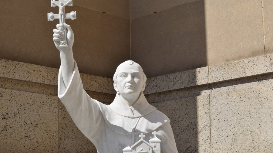 A statue of St. Junipero Serra at the Basilica of the National Shrine of the Immaculate Conception in Washington