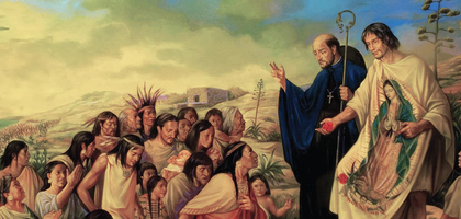 painting depicting the reveal of our lady of guadalupe