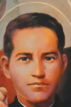 St. Pedro de Jesús Maldonado Lucero cropped painting of his face with a halo.