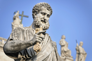 Statue of St. Peter the Apostle holding a gold key