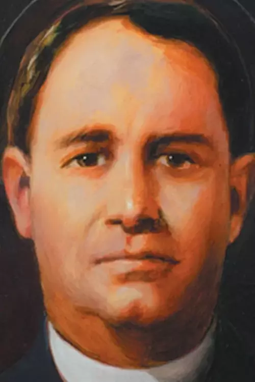 St. Rodrigo Aguilar Alemán cropped painting of his face with a halo.