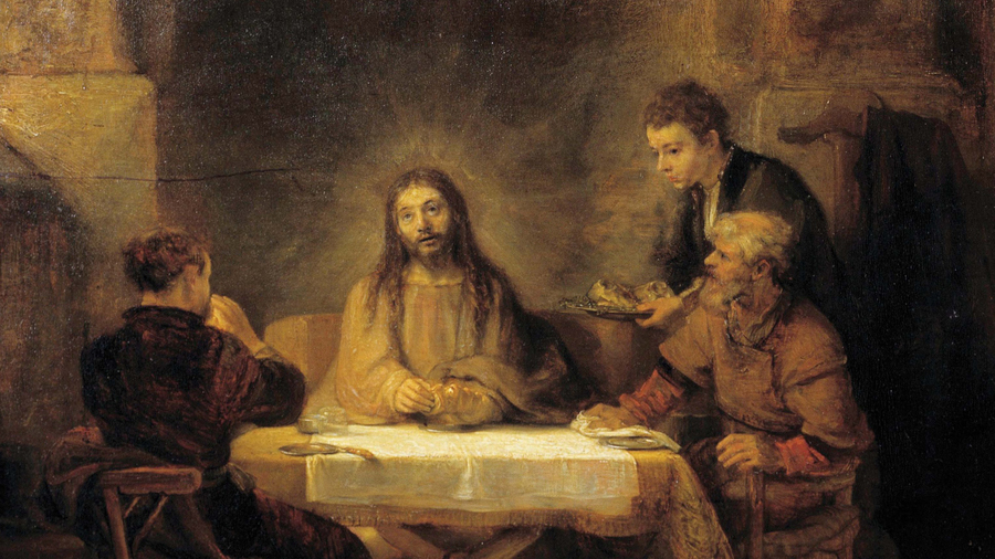 Supper at Emmaus (oil on canvas) by Rembrandt (1606-1669) (Photo Josse / Bridgeman Images)
