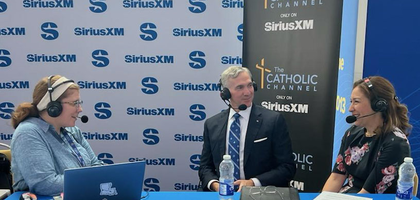 Supreme Knight Patrick Kelly and Vanessa Kelly speak with Katie McGrady on SiriusXM's The Catholic Channel during the 142nd Supreme Convention.