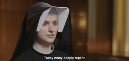 A Sister speaks during an interview.