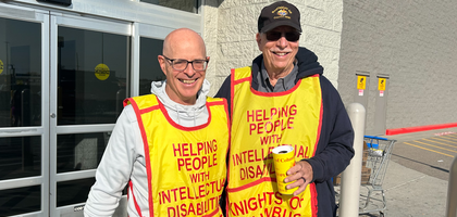 Knights from Father Timothy P. Molony Council 2681 in Scottsbluff, Neb., solicit donations during the council’s annual fund drive for persons with disabilities. 