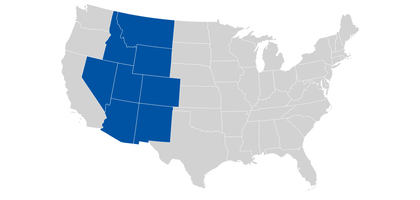 Map of the U.S. with the western states highlighted.