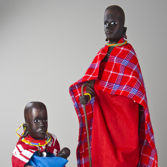 Three-piece Nativity features "The Holy Family" in typical Massai dress.