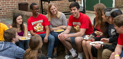 Members of Council 13295 and other University of Maryland students enjoy the council’s cookout at the Catholic Student Center on April 28, 2018.