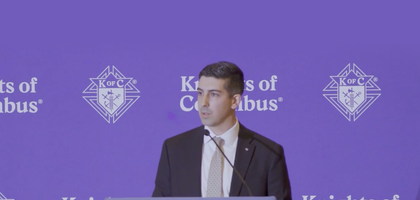 Drew Dillingham gives a speech at the 2025 State Deputies meeting