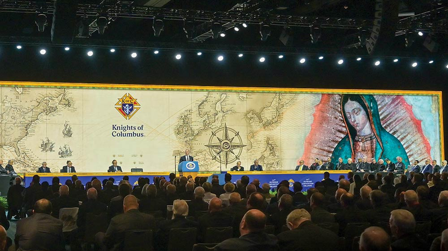 Supreme Knight Patrick Kelly delivers his annual report during the opening business session Aug. 1.