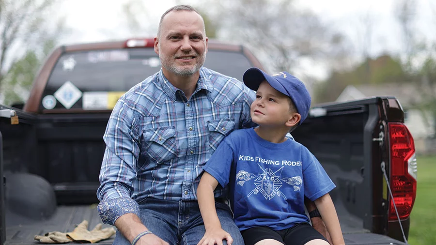 Peter Nelson and his son