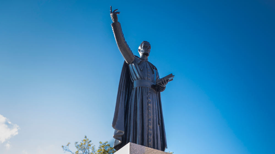 Statue of Father McGivney, near the center of his hometown of Waterbury, Conn