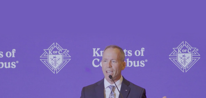 Joseph McInerney gives a speech at the 2025 State Deputies meeting