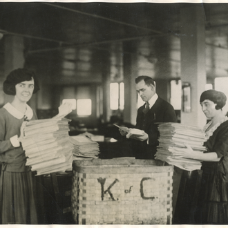 KofC  mailing rooms preparing and mailing 500 lessons a day from its New Haven national headquarters.